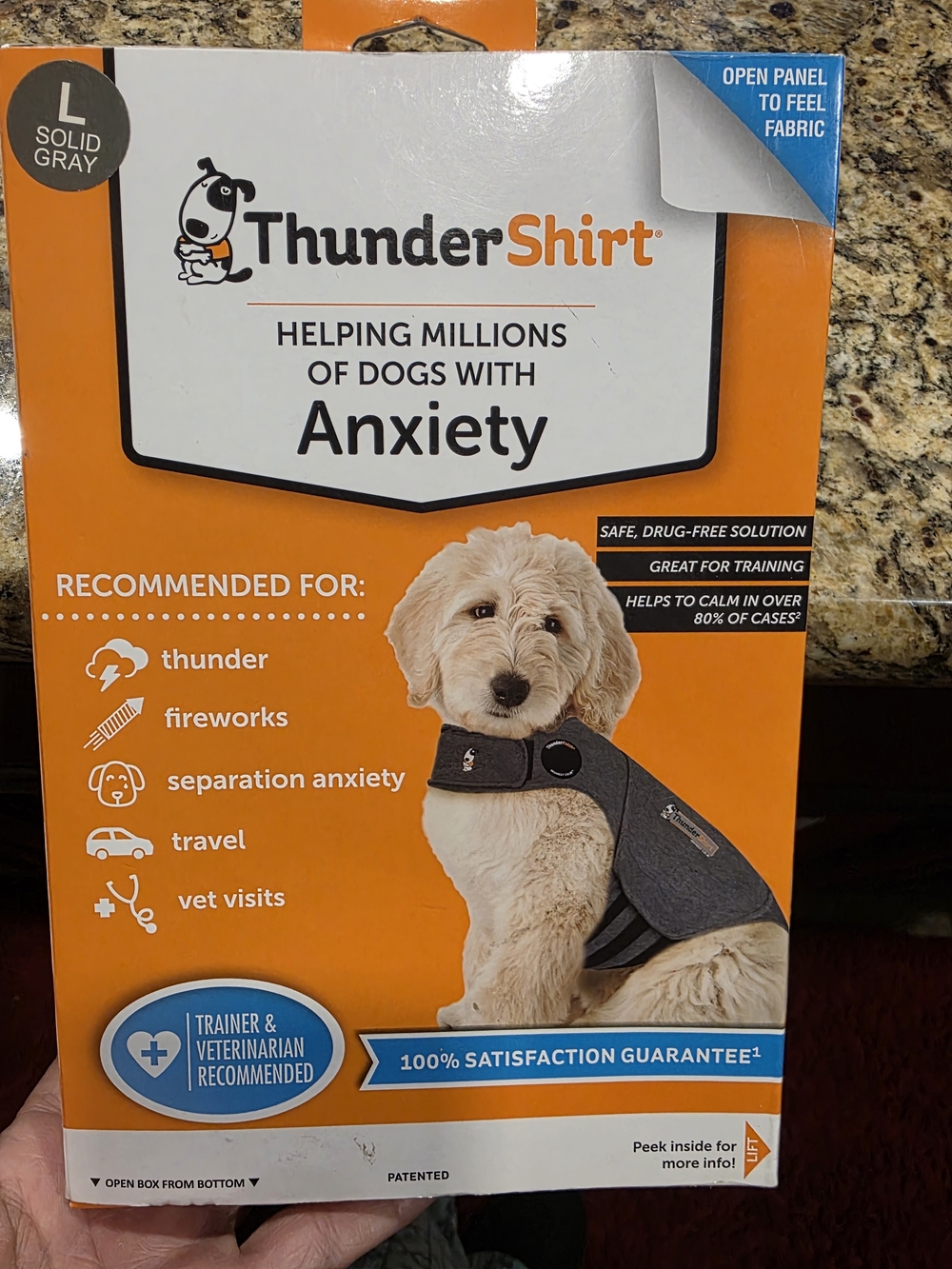 ThunderShirt Solid Gray Anxiety Relief Dog Wrap - Large